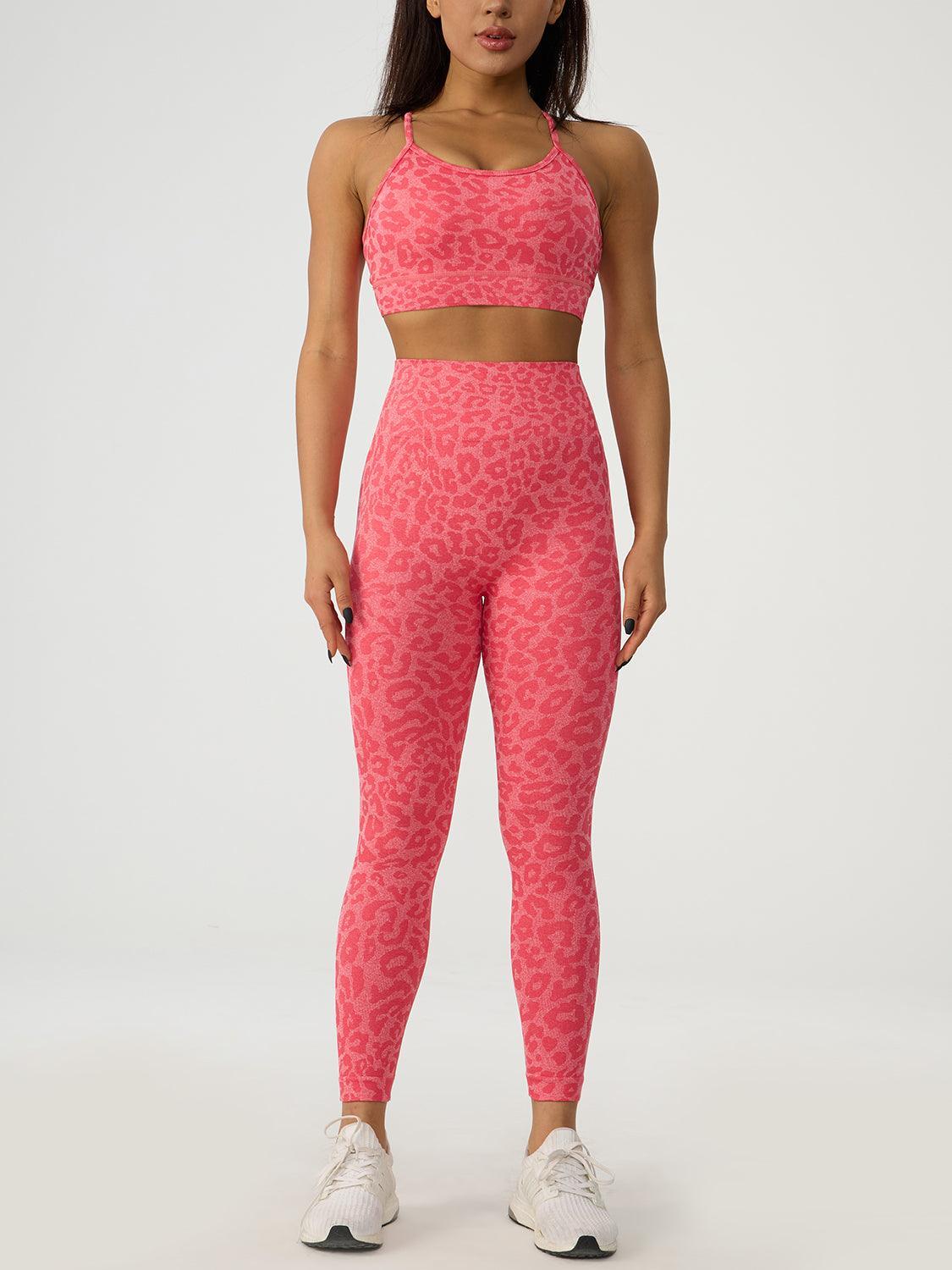 Leopard Crisscross Top and Leggings Active Set - 808Lush