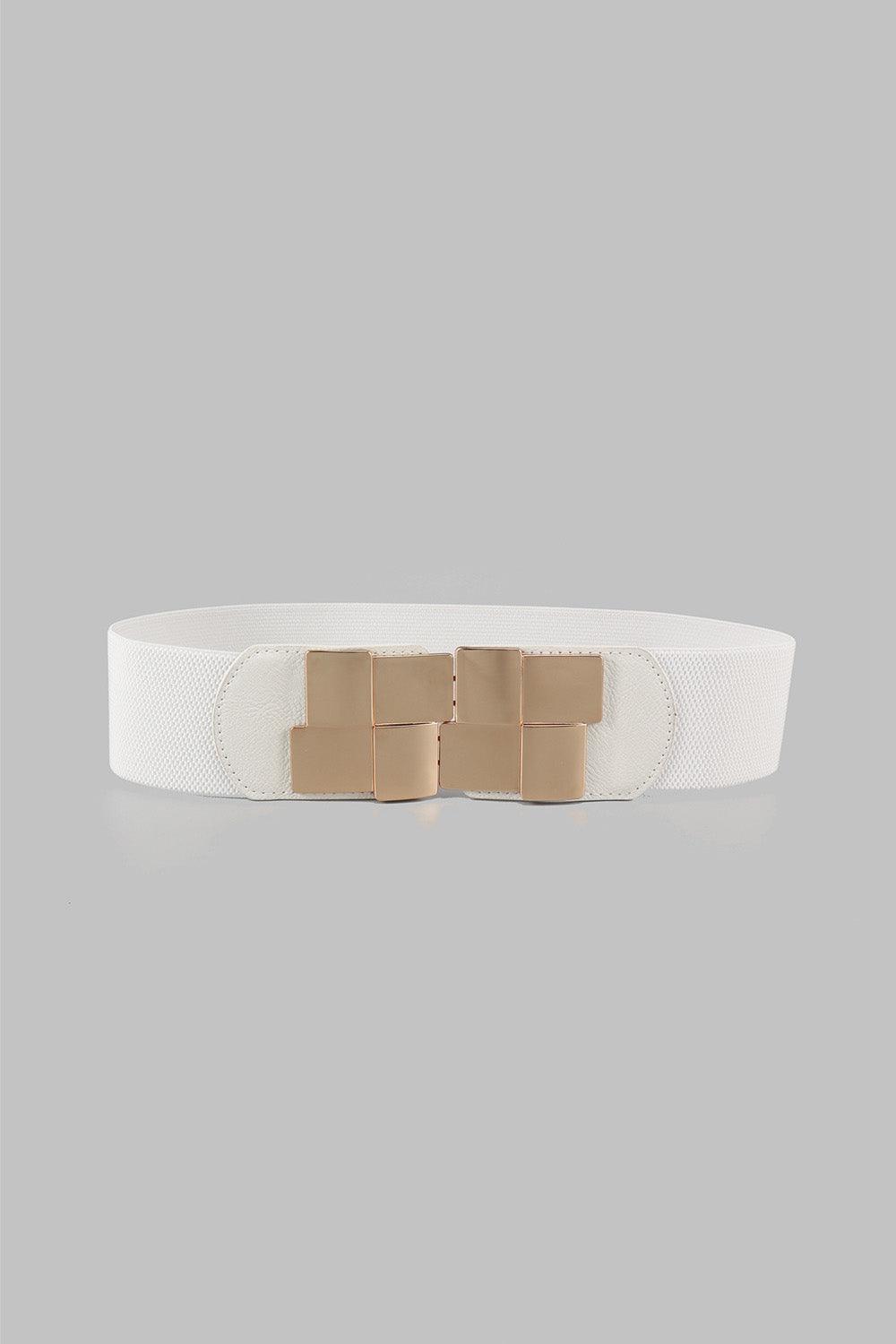 Geometric Buckle Elastic Wide Belt - 808Lush