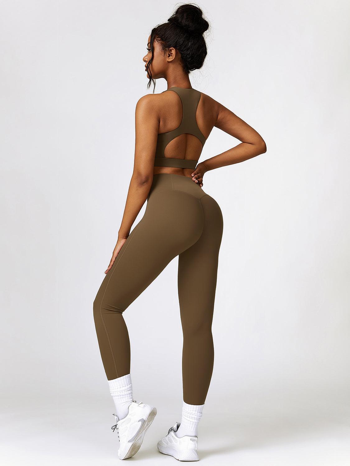 Cutout Cropped Sport Tank and Leggings Set - 808Lush