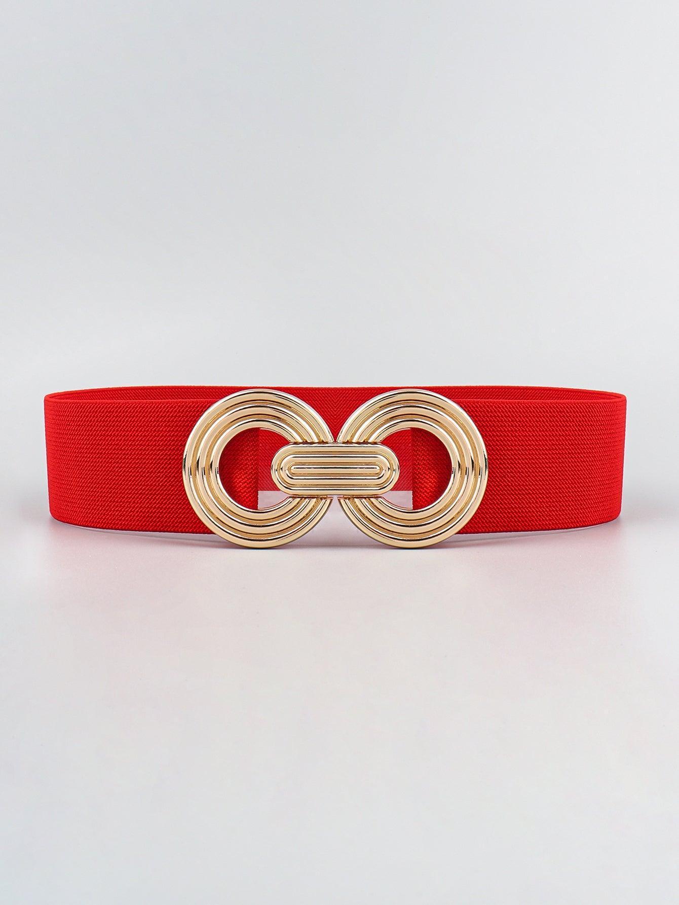 Geometric Buckle Elastic Wide Belt - 808Lush