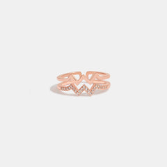 Wave Shape Inlaid Zircon Open Ring - 808Lush