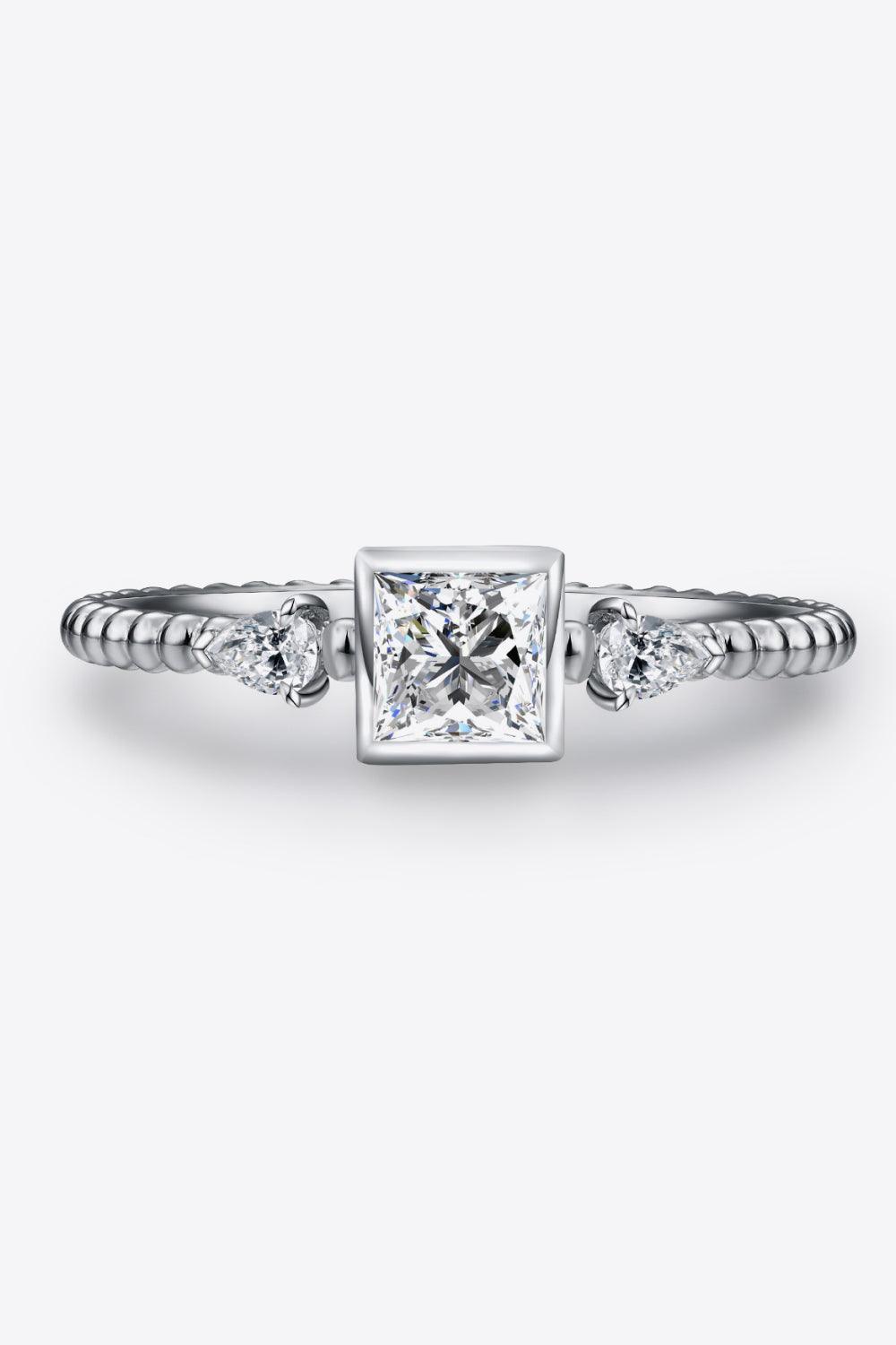 Moissanite Square Shape 925 Sterling Silver Ring - 808Lush