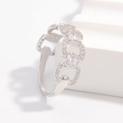 925 Sterling Silver Zircon Cutout Ring