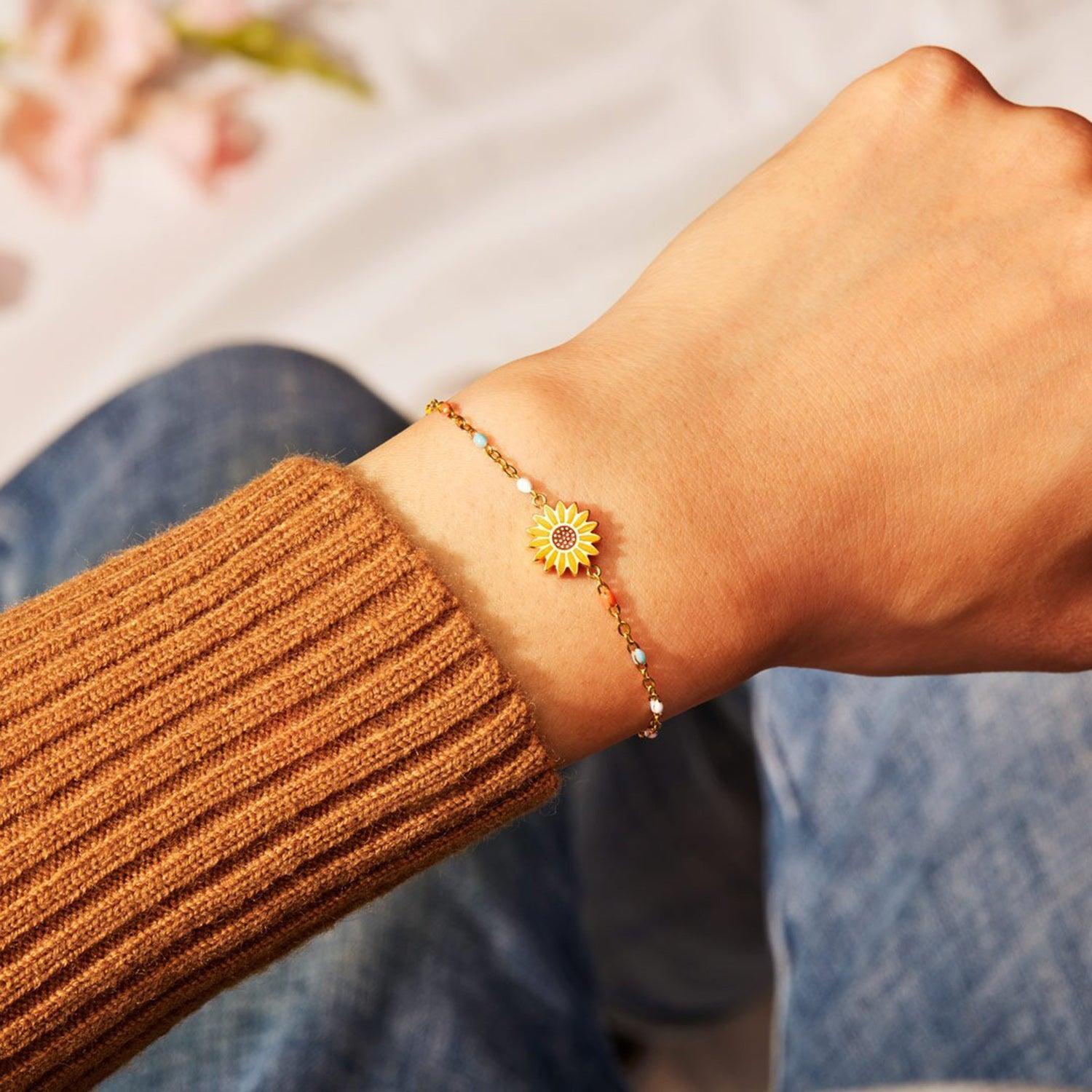 Sunflower Shape 18K Gold-Plated Bead Bracelet - 808Lush