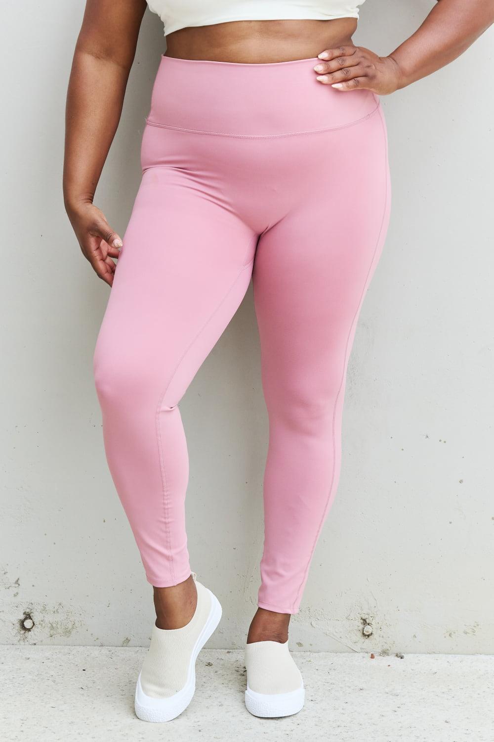 Zenana Fit For You Full Size High Waist Active Leggings in Light Rose - 808Lush