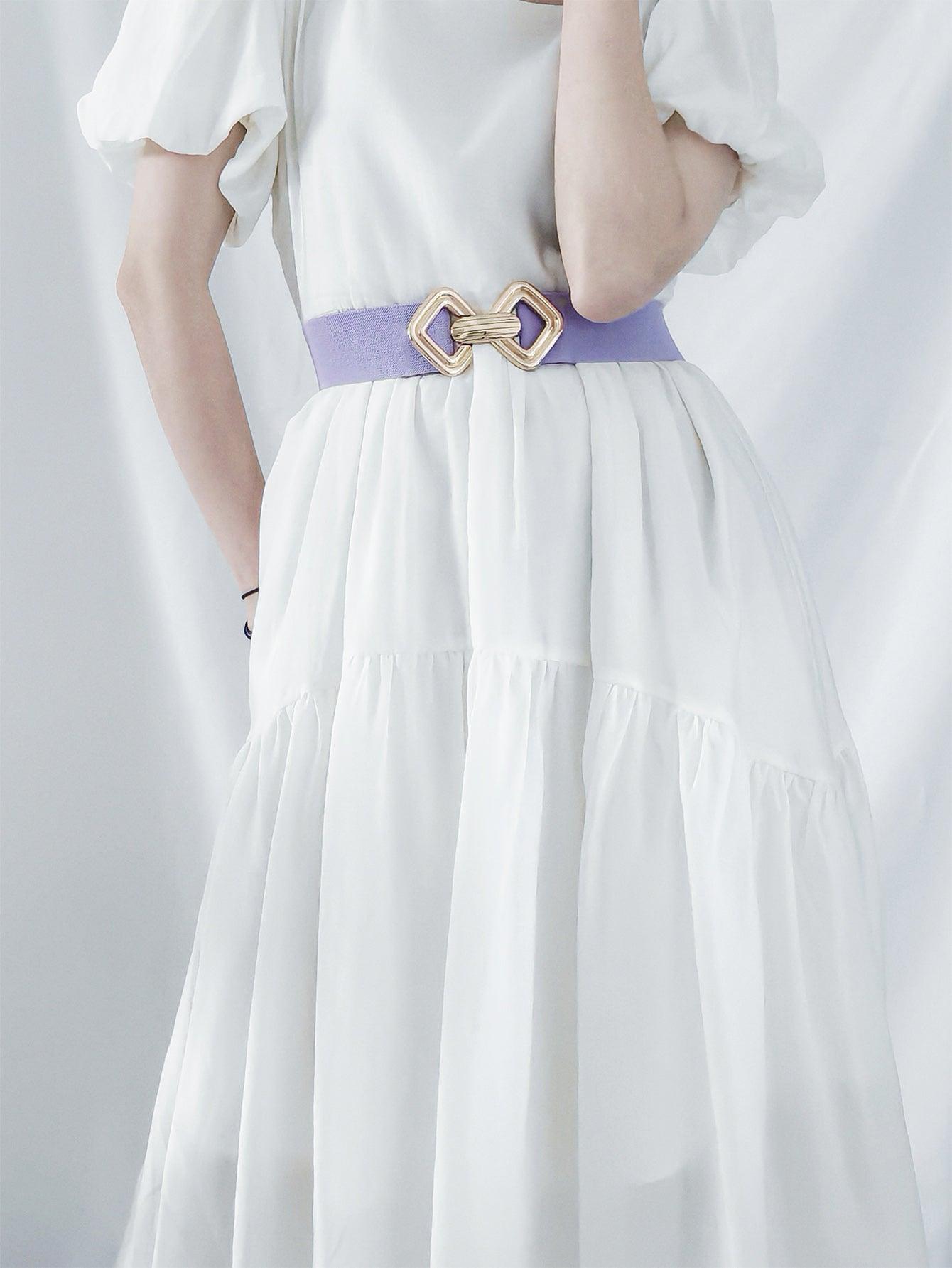 Geometric Buckle Elastic Wide Belt - 808Lush