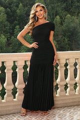 One-Shoulder Ruched Maxi Dress - 808Lush