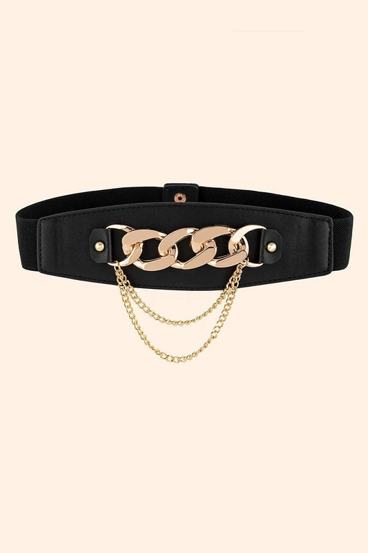 Chain Detail PU Leather Belt - 808Lush