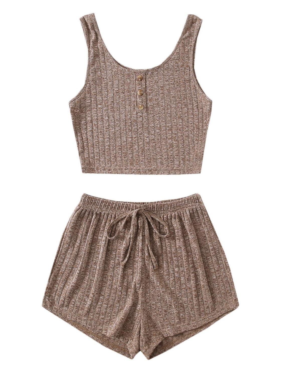 Scoop Neck Top and Shorts Lounge Set - 808Lush