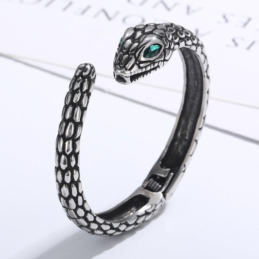 Rhinestone Stainless Steel Snake Shape Bracelet - 808Lush