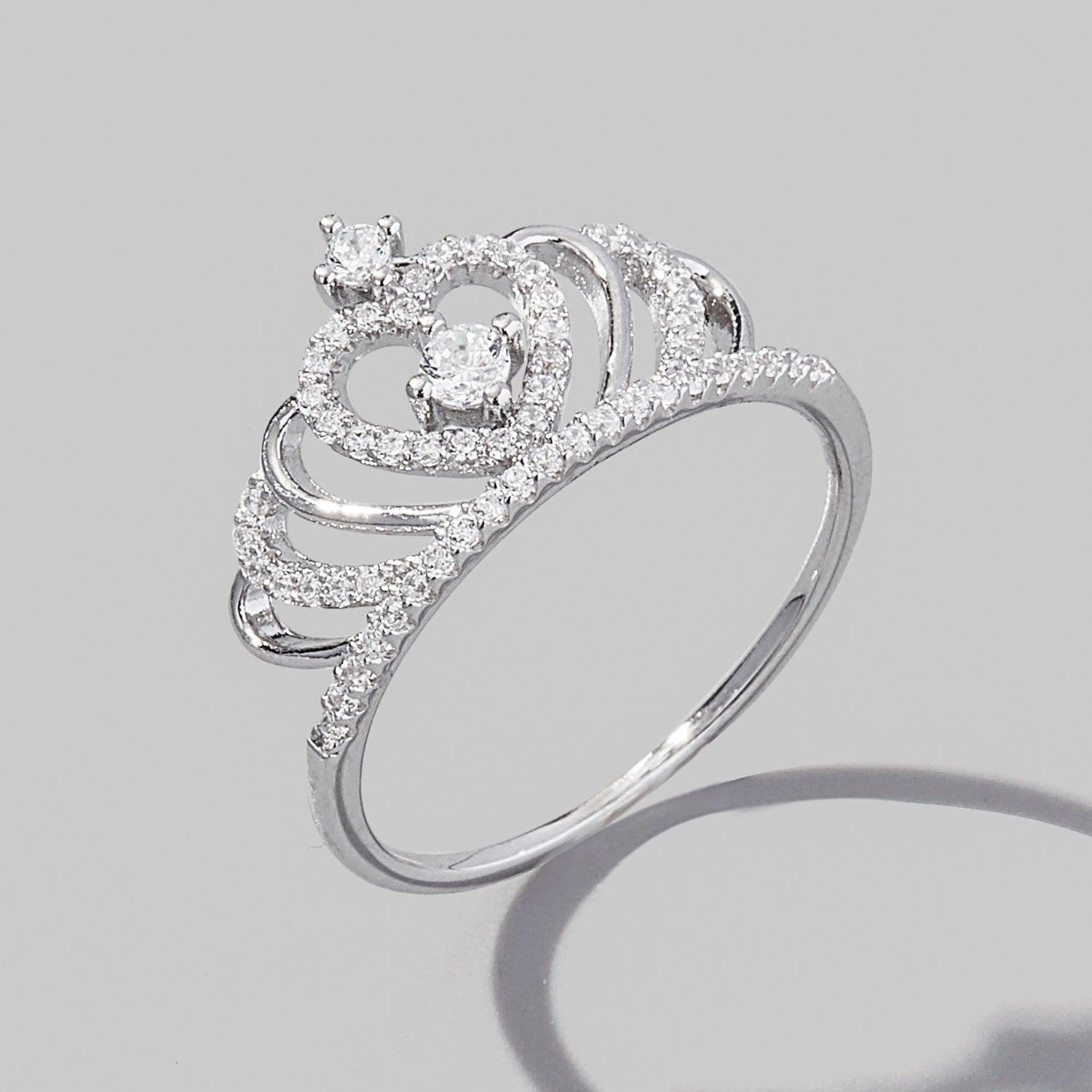 Crown Shape Zircon 925 Sterling Silver Ring - 808Lush