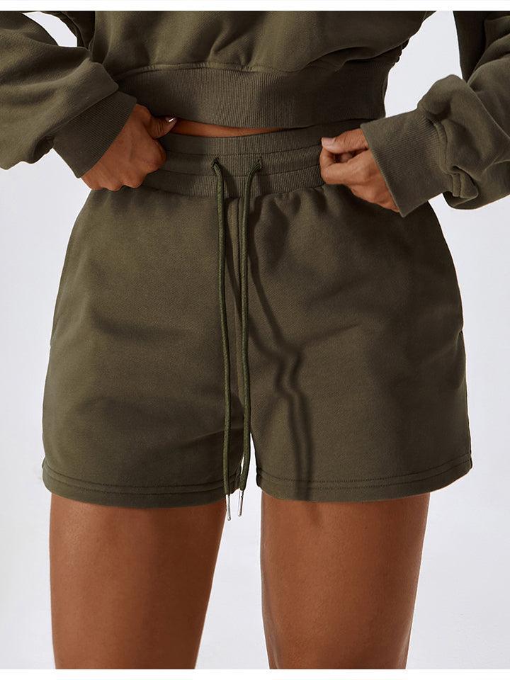 Drawstring Smocked Waist Sports Shorts - 808Lush