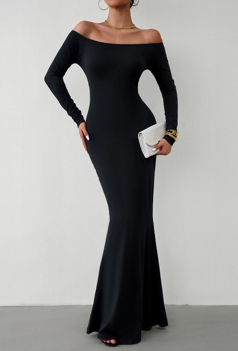 Off-Shoulder Long Sleeve Maxi Dress - 808Lush