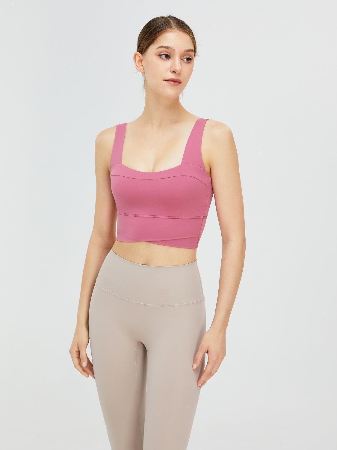 Square Neck Wide Strap Active Bra - 808Lush