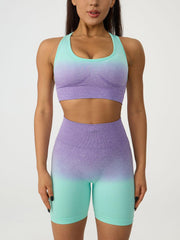 Gradient Scoop Neck Tank and High Waist Shorts Active Set - 808Lush