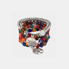 Silver-Plated Beaded Charm Bracelet - 808Lush