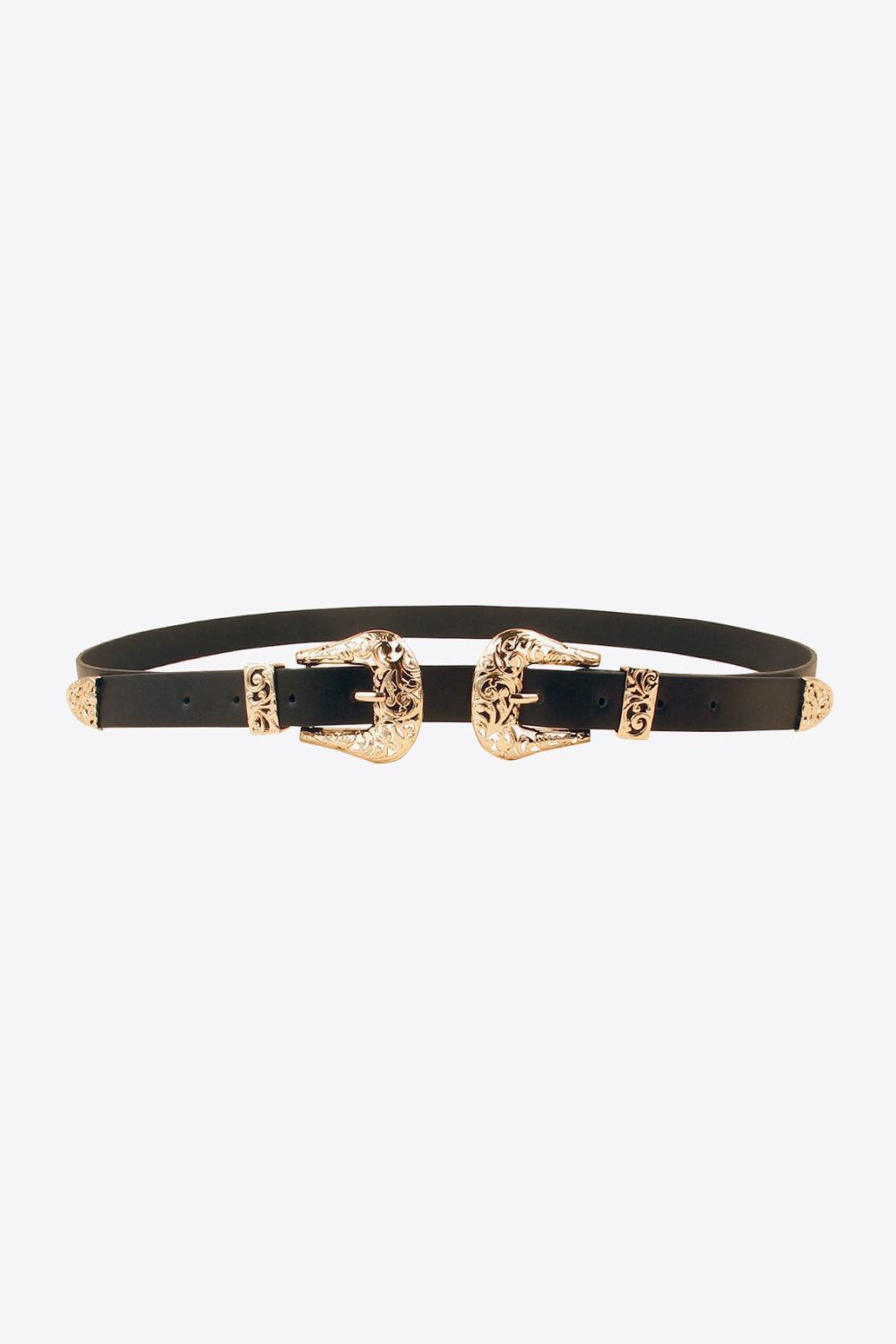 Double Buckle PU Leather Belt - 808Lush