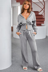 Dropped Shoulder Hoodie and Drawstring Pants Active Set - 808Lush