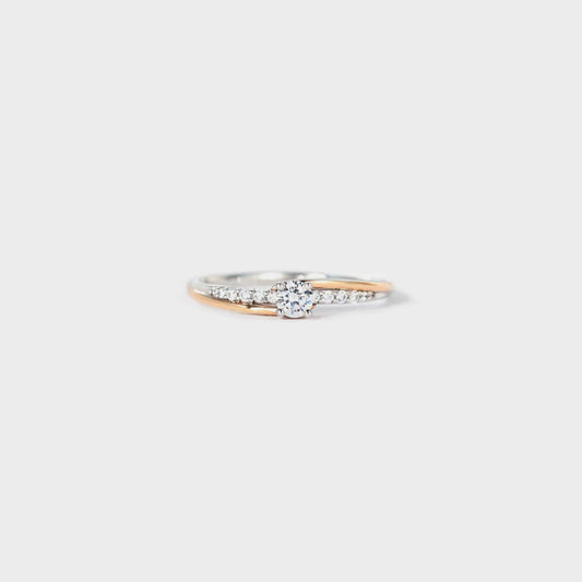 Inlaid Zircon Bicolor Rose Gold-Plated Ring - 808Lush