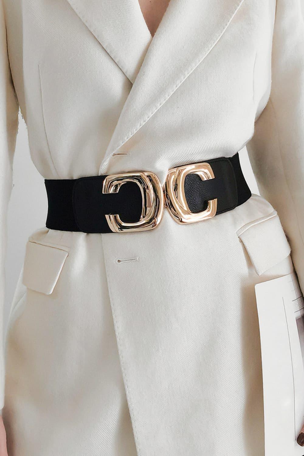 Zinc Alloy Buckle Elastic Wide Belt - 808Lush