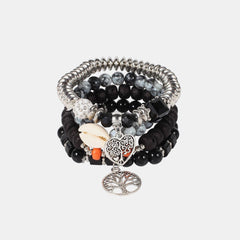 Silver-Plated Beaded Charm Bracelet - 808Lush