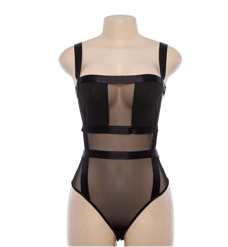 Sexy See-through Suspenders Backless Bodysuit - 808Lush