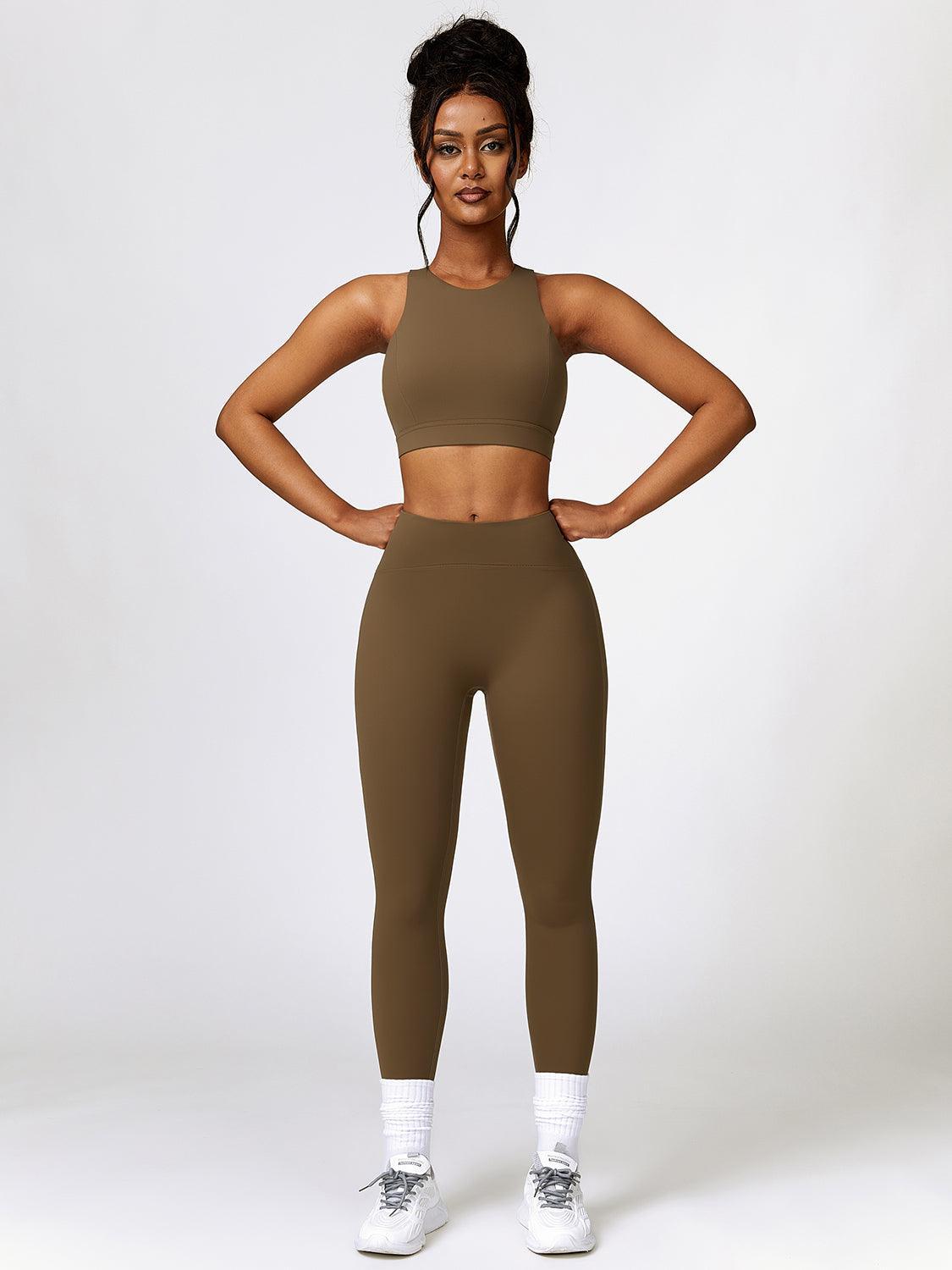 Cutout Cropped Sport Tank and Leggings Set - 808Lush