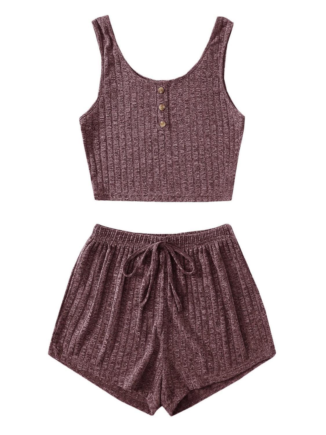 Scoop Neck Top and Shorts Lounge Set - 808Lush