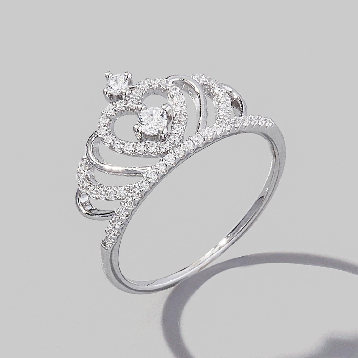 Crown Shape Zircon 925 Sterling Silver Ring - 808Lush