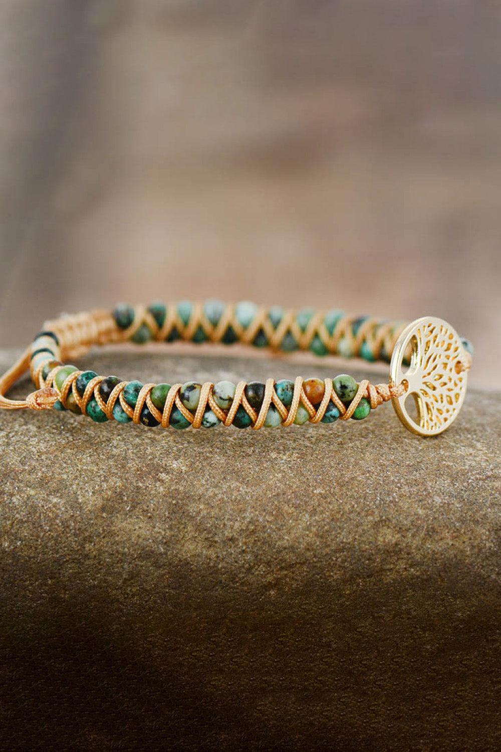 Handmade Tree Shape Beaded Copper Bracelet - 808Lush