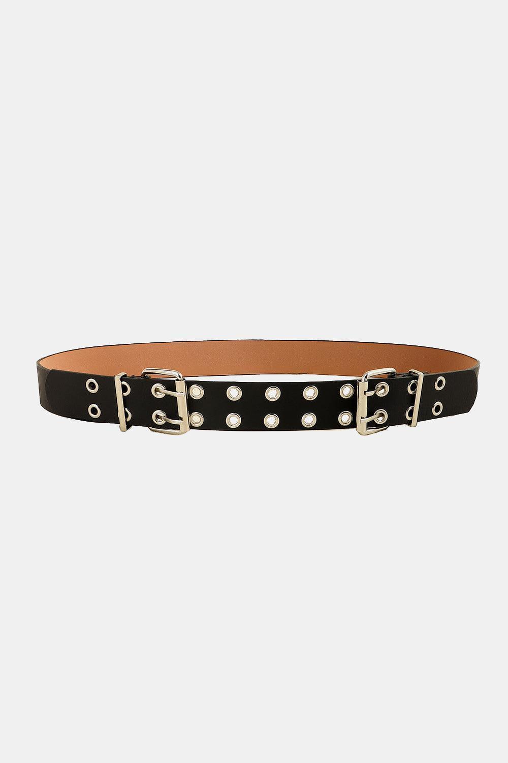 PU Leather Two Row Eyelet Belt - 808Lush