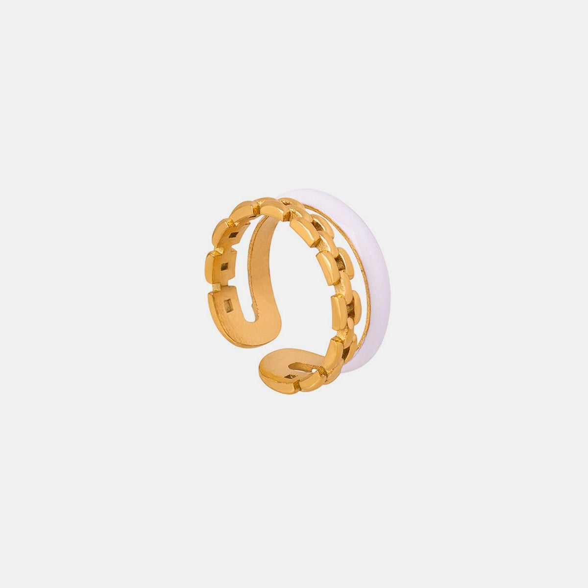 Enamel 18K Gold-Plated Open Ring - 808Lush