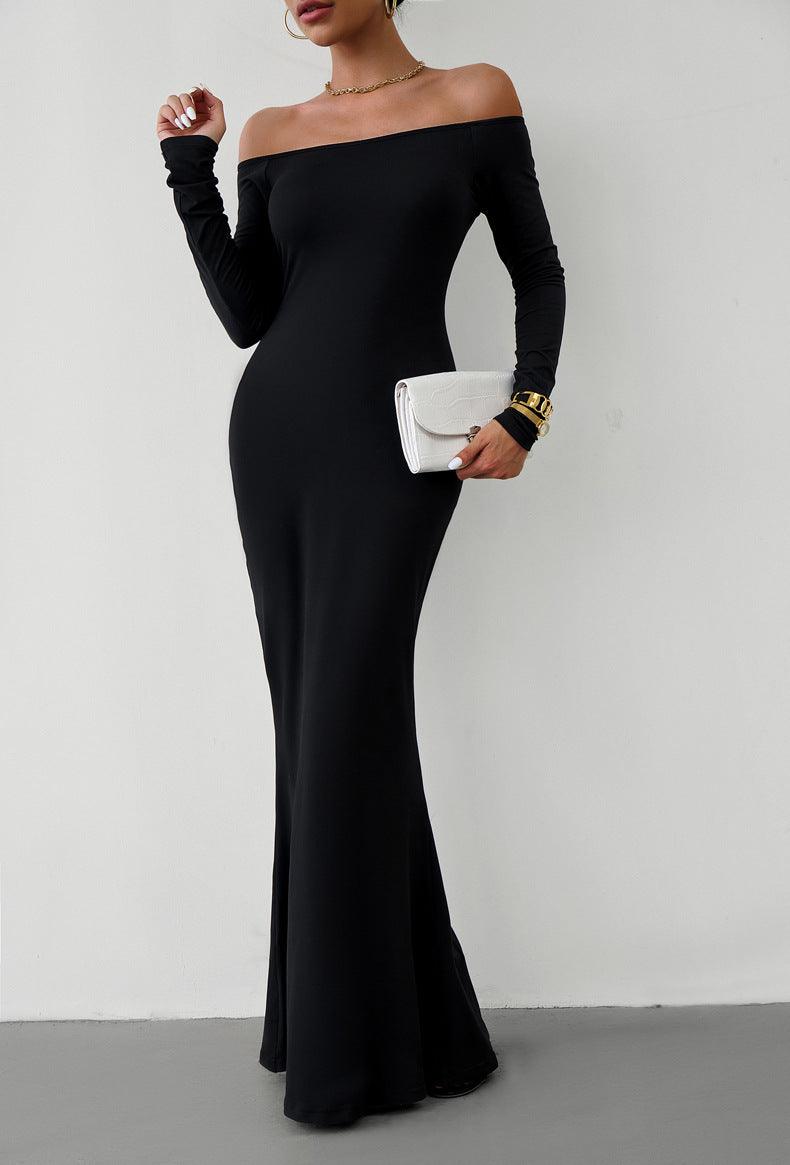 Off-Shoulder Long Sleeve Maxi Dress - 808Lush