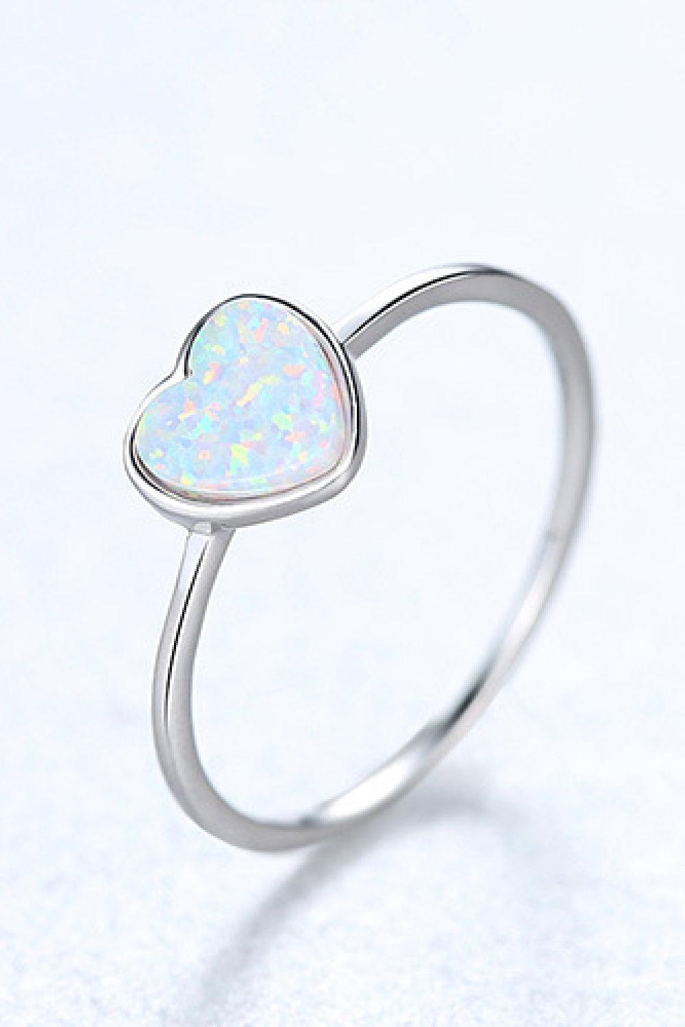 Opal Heart 925 Sterling Silver Ring - 808Lush
