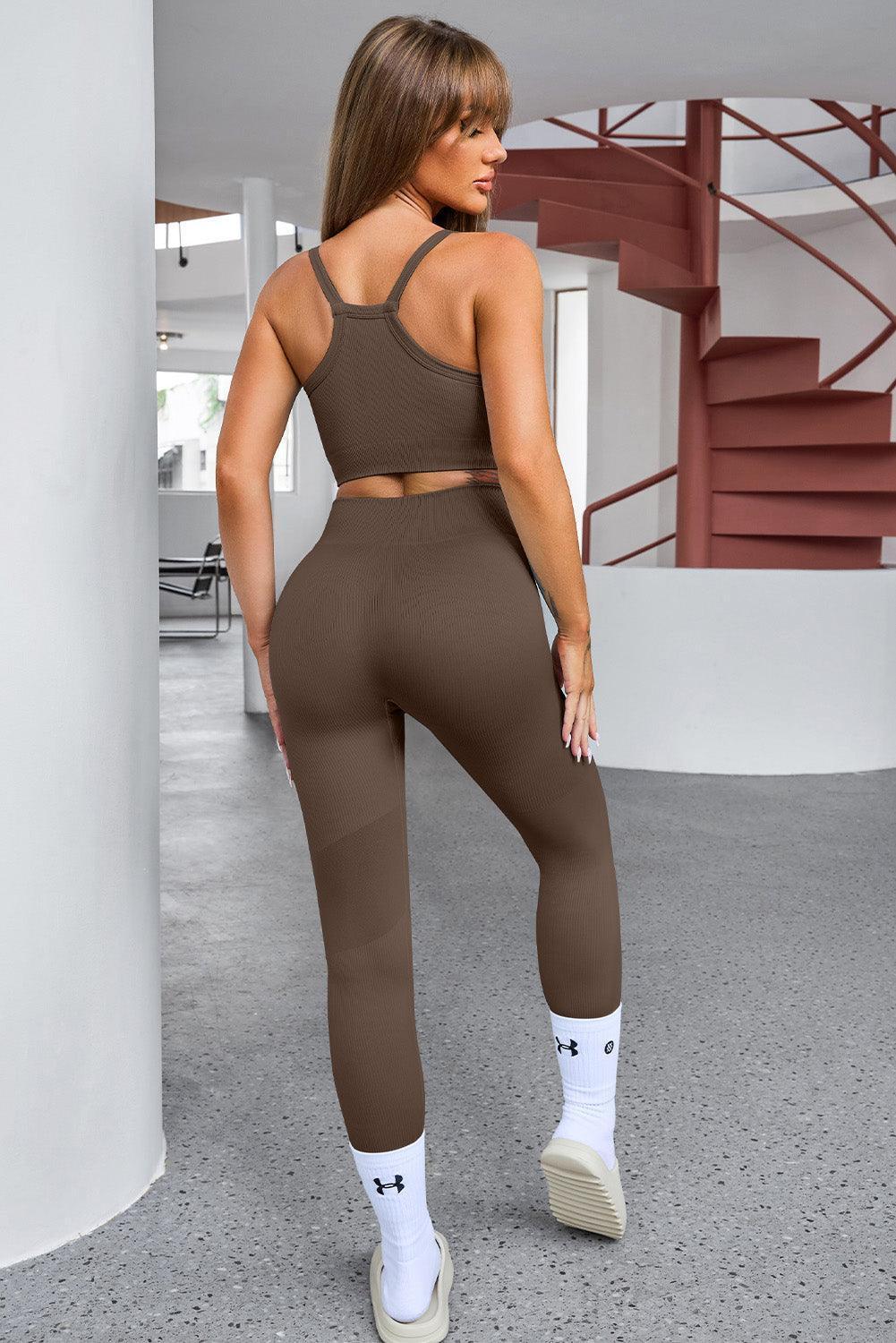 Tank Cropped Active Top and Pants Set - 808Lush