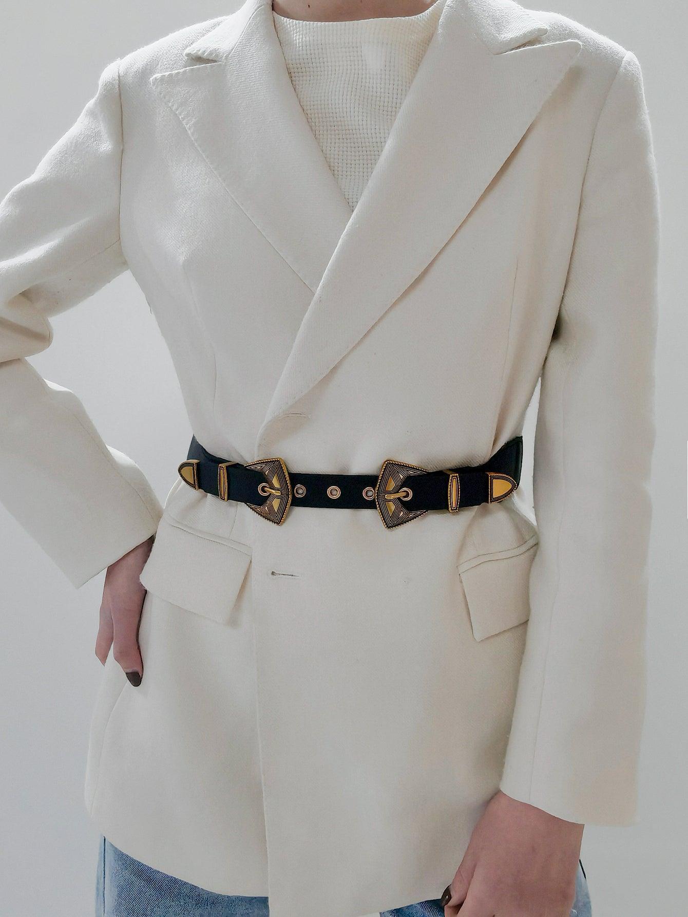 Double Buckle PU Leather Belt - 808Lush