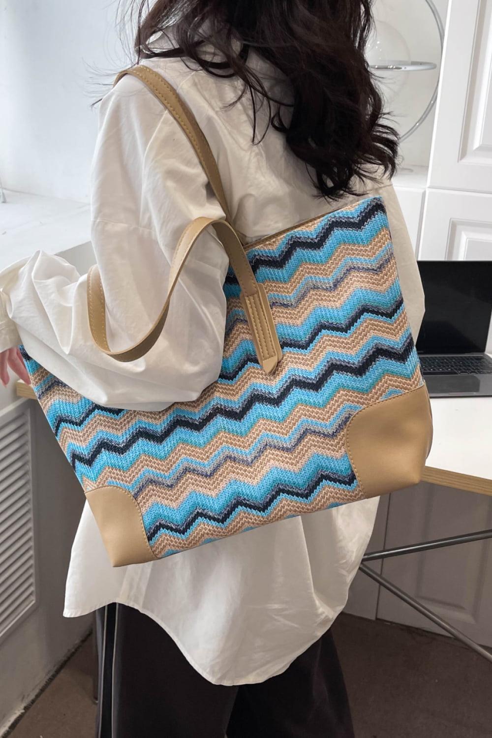 Chevron Straw Tote Bag - 808Lush