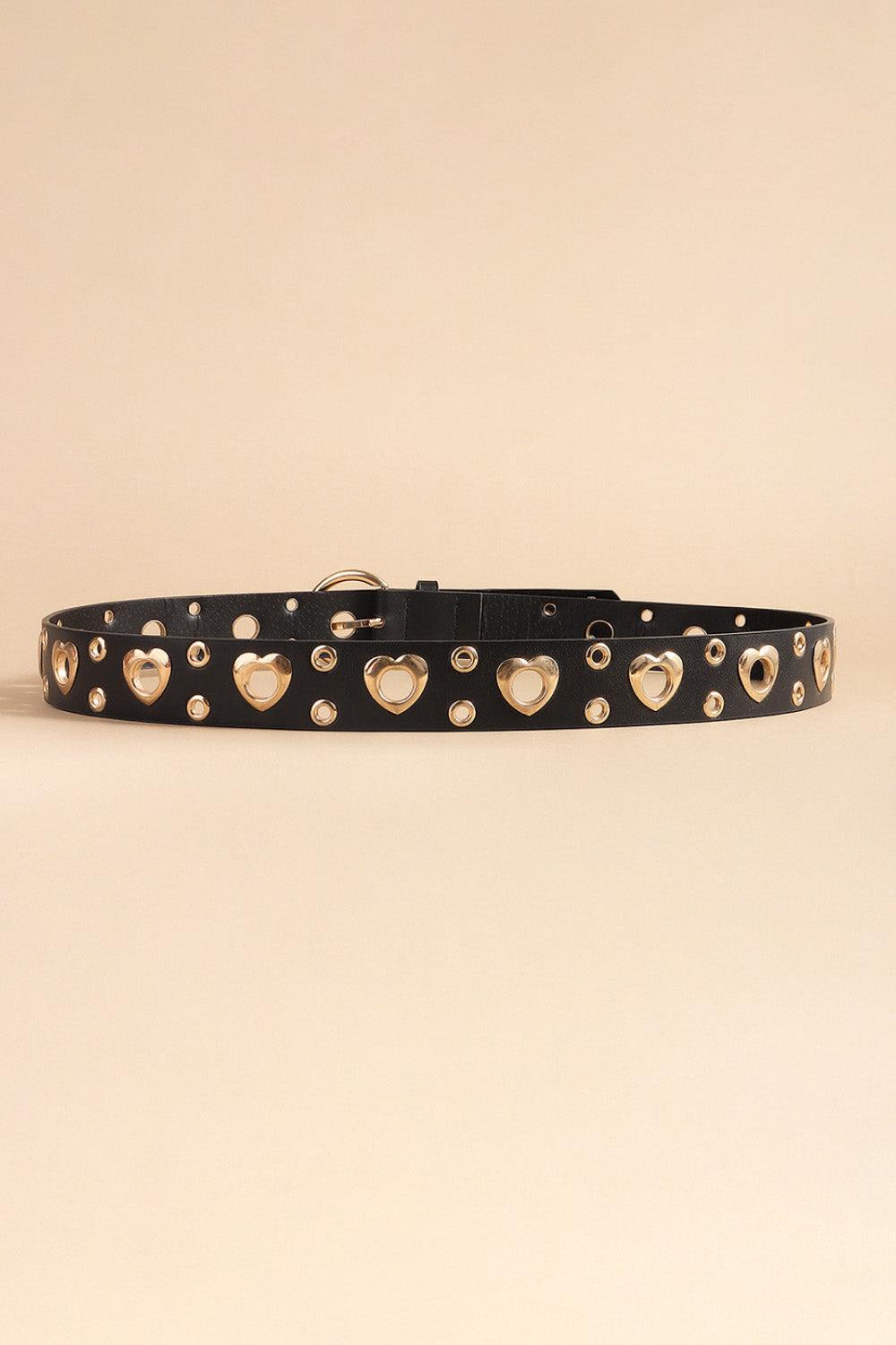 Heart Shape Alloy Detail PU Leather Belt - 808Lush