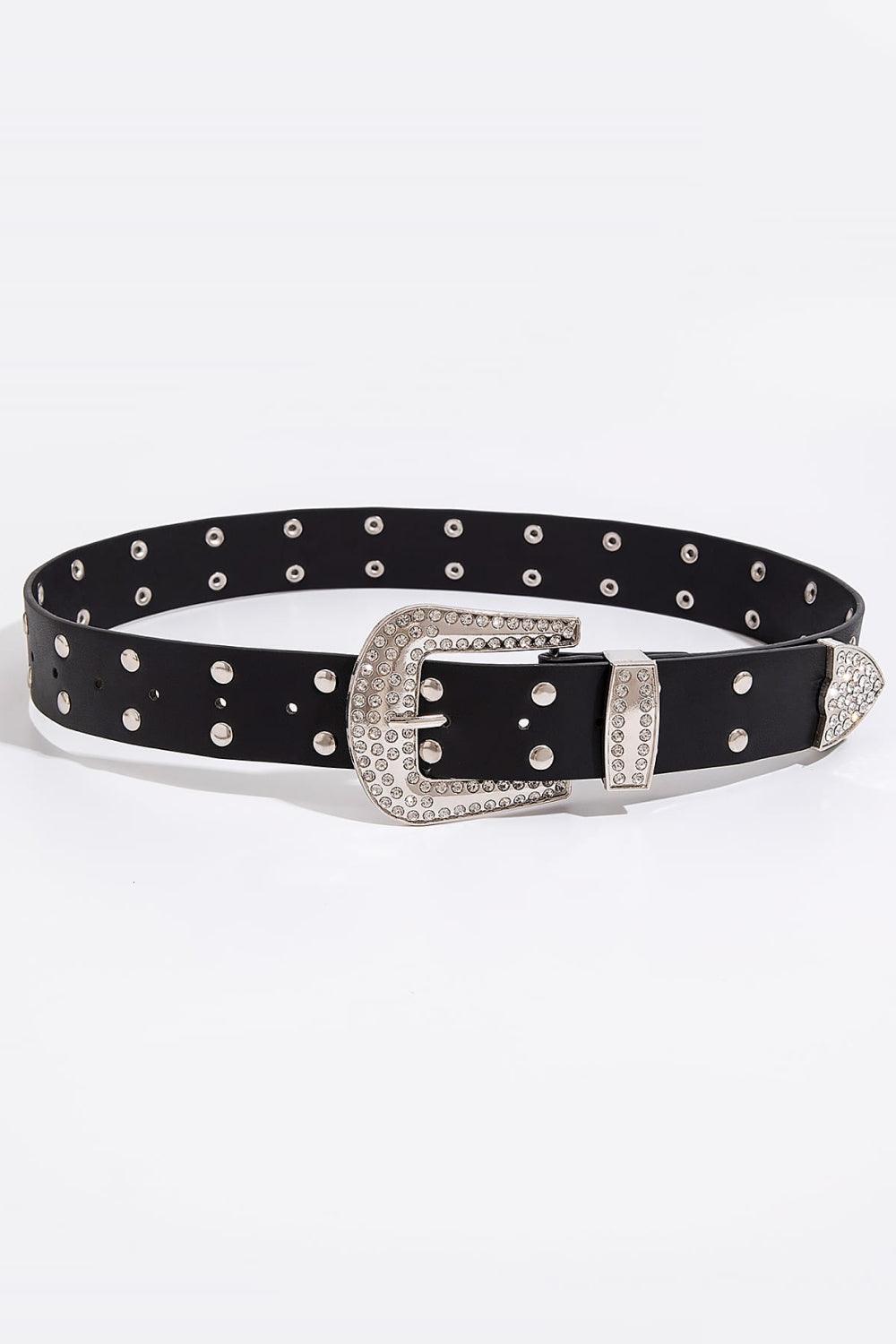 Double Row Studded PU Leather Belt - 808Lush