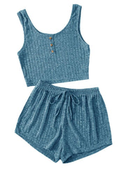 Scoop Neck Top and Shorts Lounge Set - 808Lush