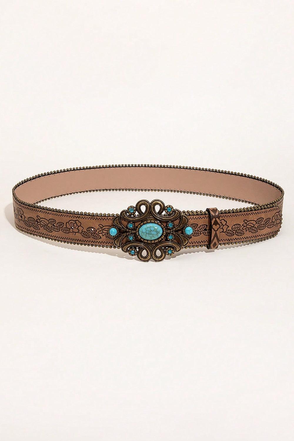 Leaf Pattern PU Leather Belt - 808Lush