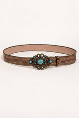 Leaf Pattern PU Leather Belt - 808Lush