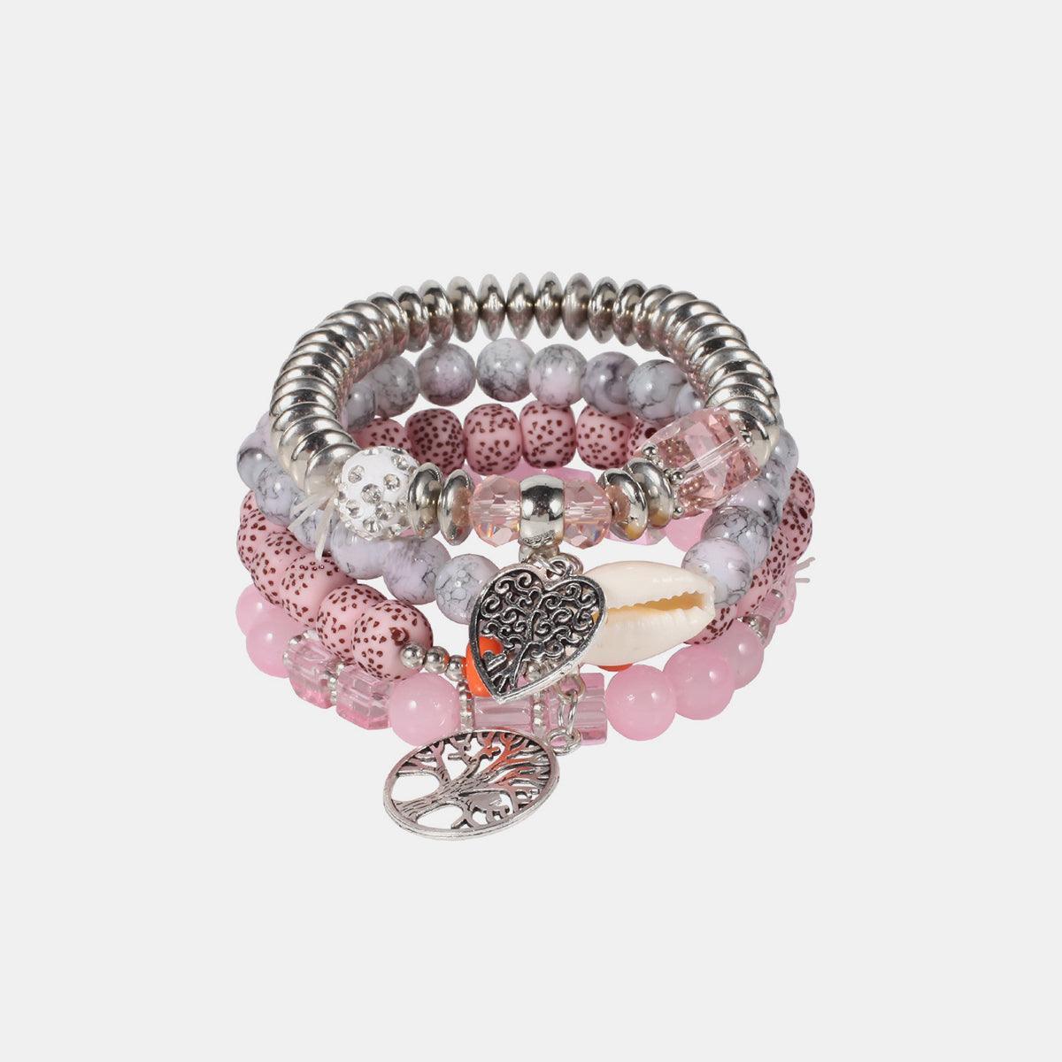 Silver-Plated Beaded Charm Bracelet - 808Lush