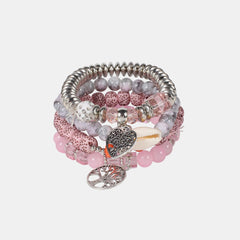 Silver-Plated Beaded Charm Bracelet - 808Lush