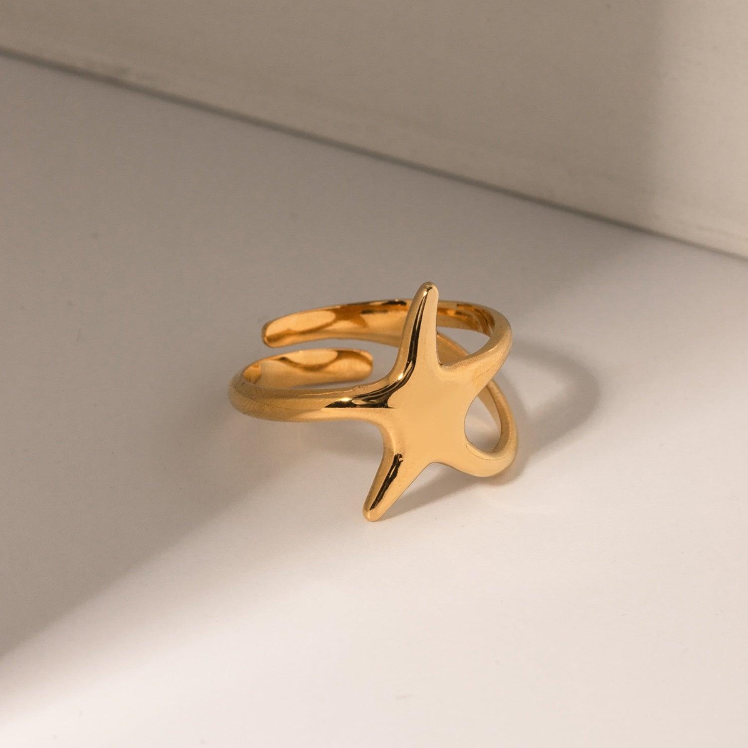 Gold-Plated Stainless Steel Star Ring - 808Lush