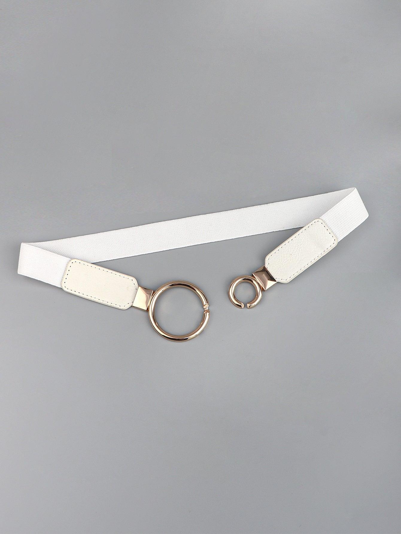 Double Ring Buckle Elastic PU Belt - 808Lush