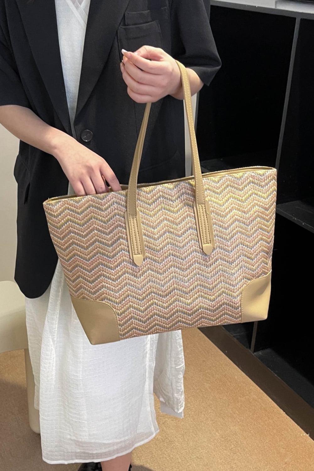 Chevron Straw Tote Bag - 808Lush