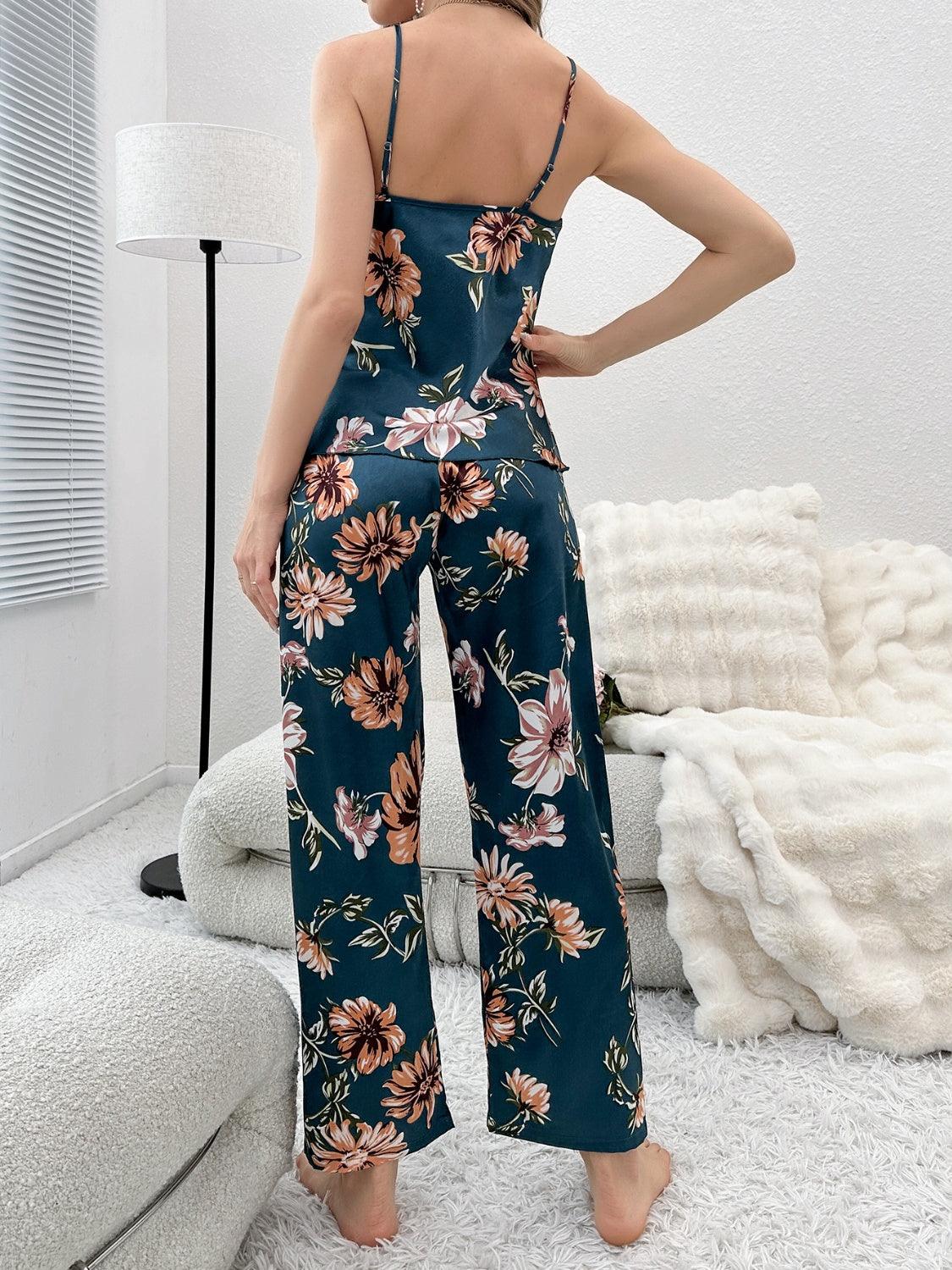 Plunge Cami and Pants Lounge Set - 808Lush