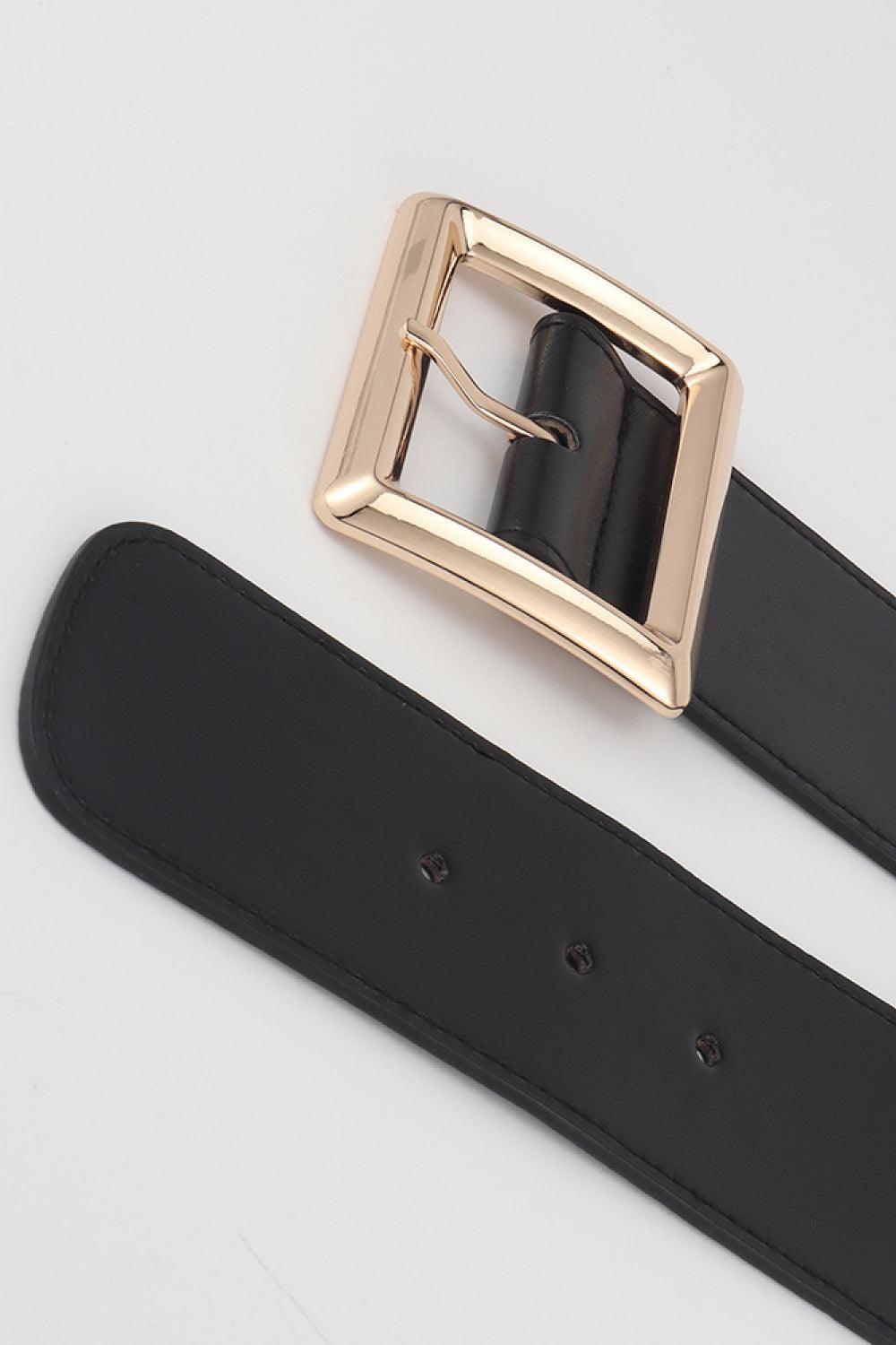 Rectangle Buckle Elastic Wide Belt - 808Lush