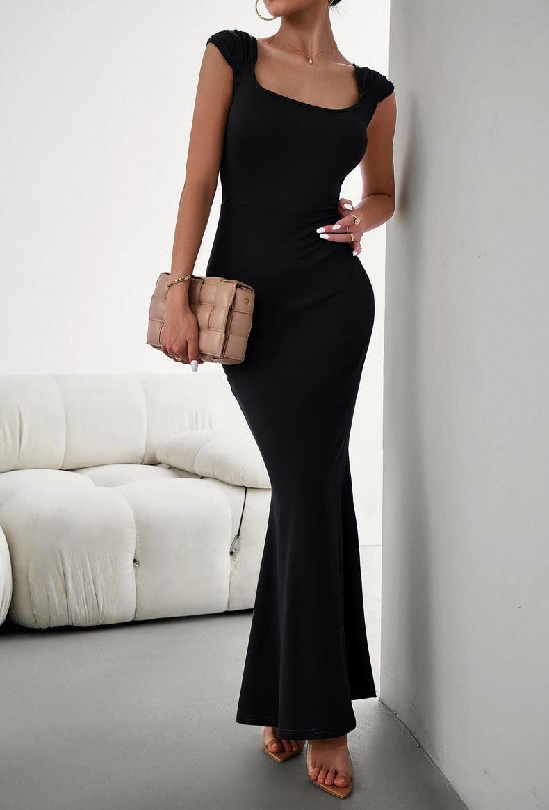 Cap Sleeve Scoop Neck Maxi Dress - 808Lush